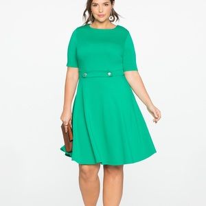 Eloquii Fit and Flare Green Dress